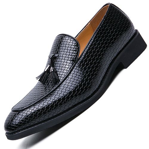 Fashion Men's Oxfords Official Business Leather Shoes Loafers & Slip-Ons Formal- Black